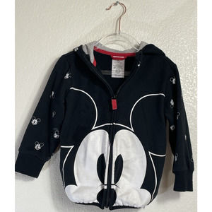 Disney Mickey Mouse Toddler Hoodie Jacket Size 3T Black Full Zip Up